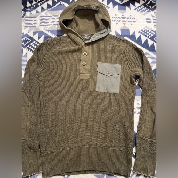 Ralph Lauren Double RL Other - RRL Double RL Ralph Lauren Hood Collar Sweater Pullover Dark Green Size Medium M